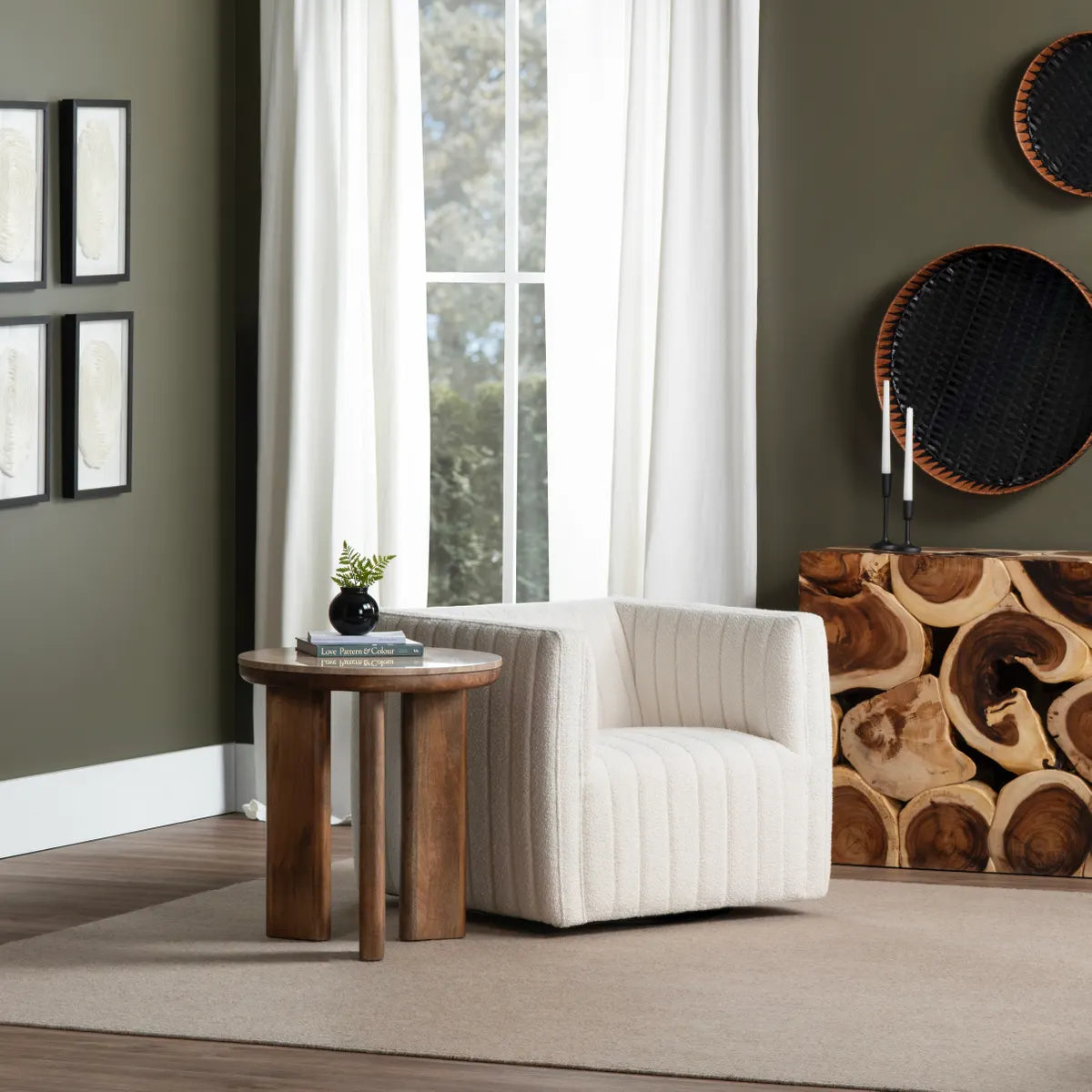 Preston Round Solid Wood End Table (Set of 2) – Contemporary Modern Traditional