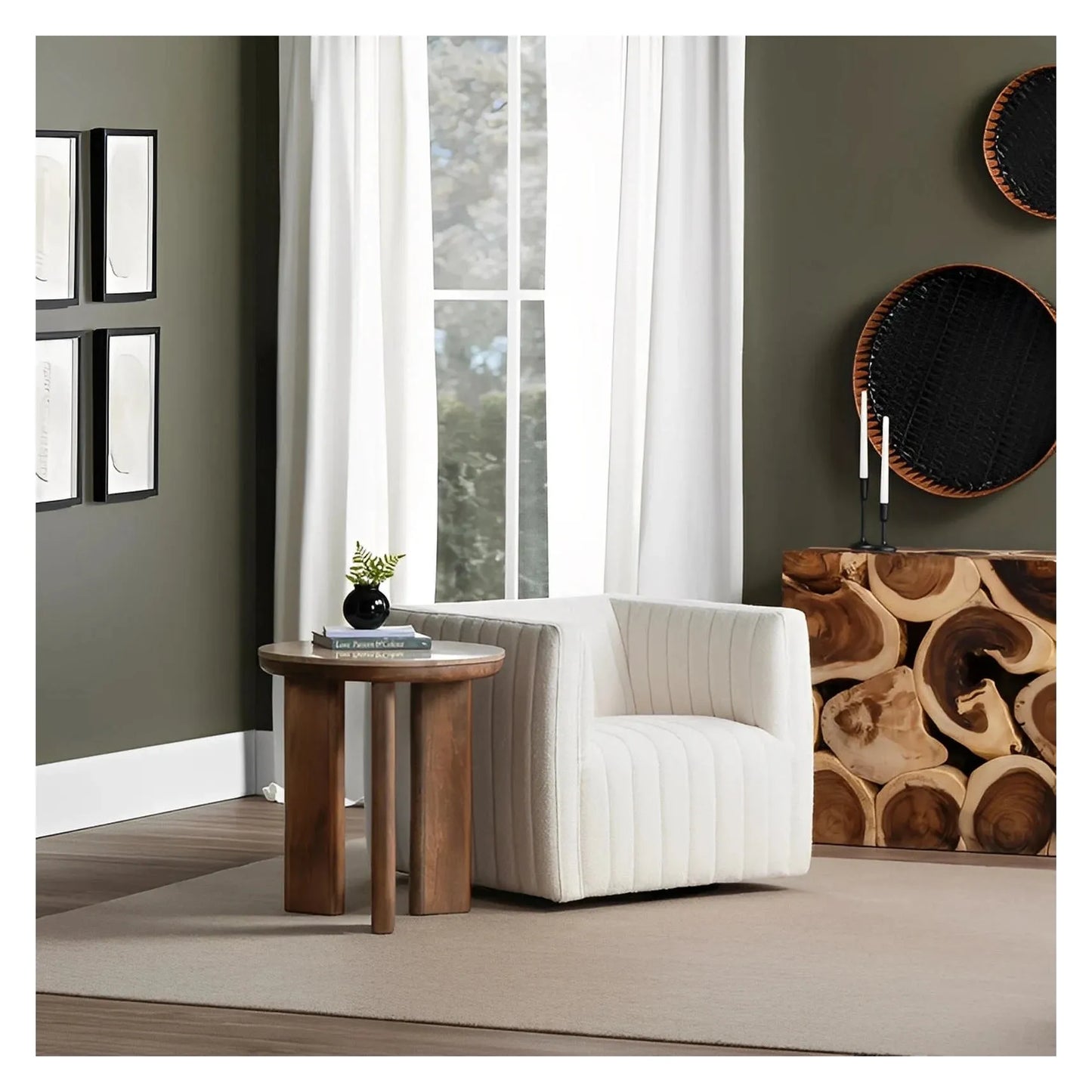 Preston Round Solid Wood End Table (Set of 2) – Contemporary Modern Traditional
