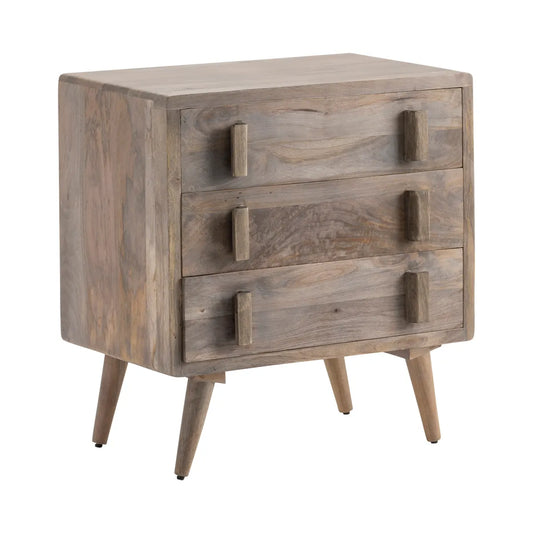 New Hope Stained Grey Nightstands (2-Pack), Mango Wood, Transitional, tapered legs, solid wood craftsmanship