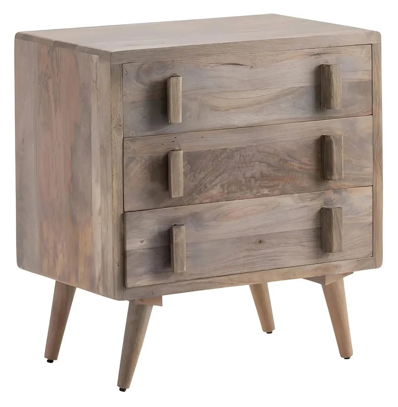 New Hope Stained Grey Nightstands (2-Pack), Mango Wood, Transitional, tapered legs, solid wood craftsmanship