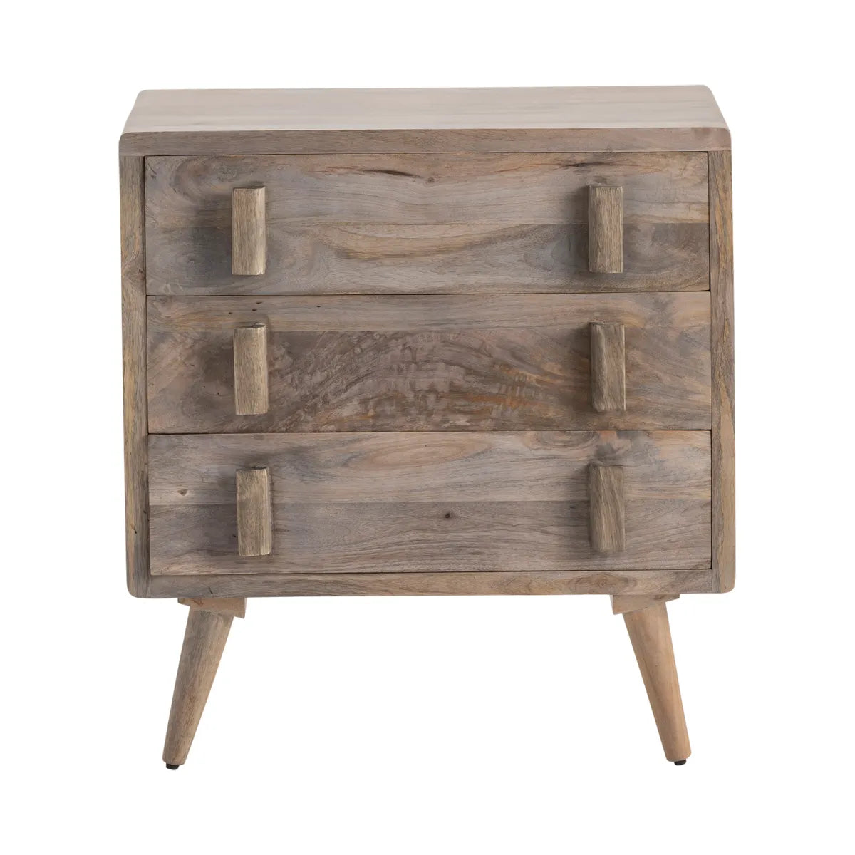 New Hope Stained Grey Nightstands (2-Pack), Mango Wood, Transitional, tapered legs, solid wood craftsmanship