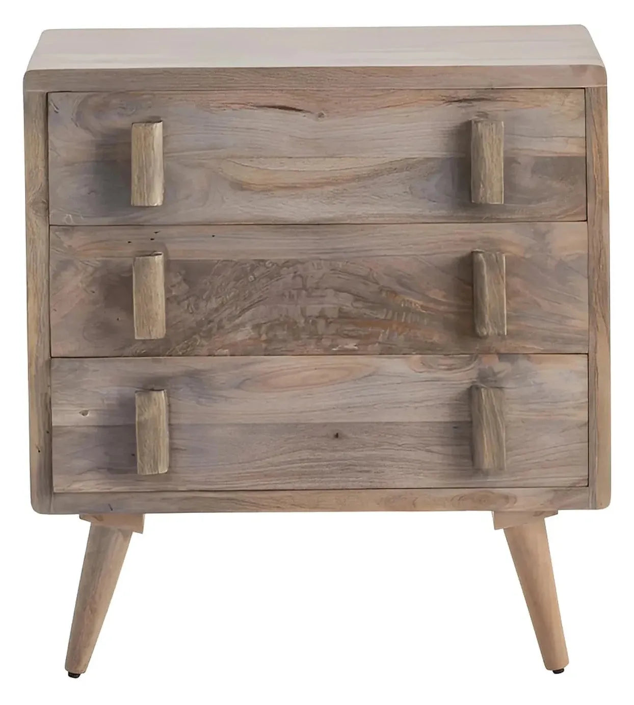 New Hope Stained Grey Nightstands (2-Pack), Mango Wood, Transitional, tapered legs, solid wood craftsmanship