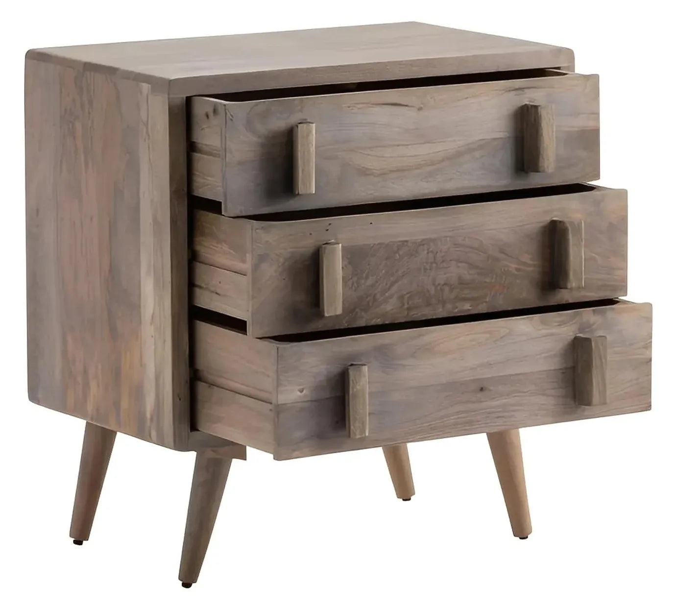 New Hope Stained Grey Nightstands (2-Pack), Mango Wood, Transitional, tapered legs, solid wood craftsmanship