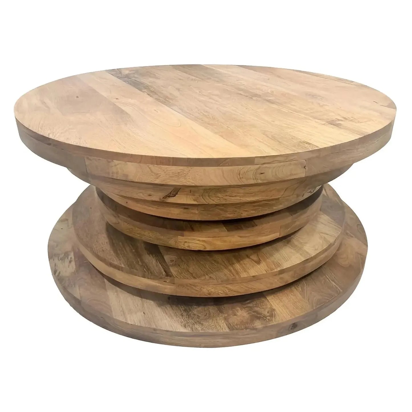 Baldwin Round Stacked Wood Cocktail or Coffee Table