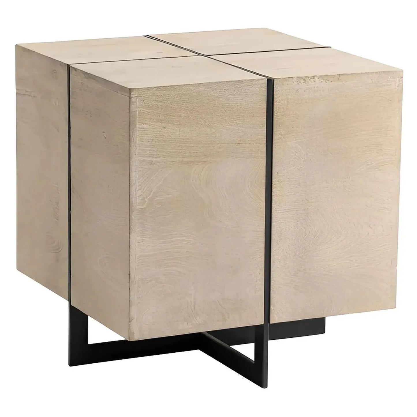 Gainwall End Table (Set of 2) - Square - Solid Wood - Metal Frame