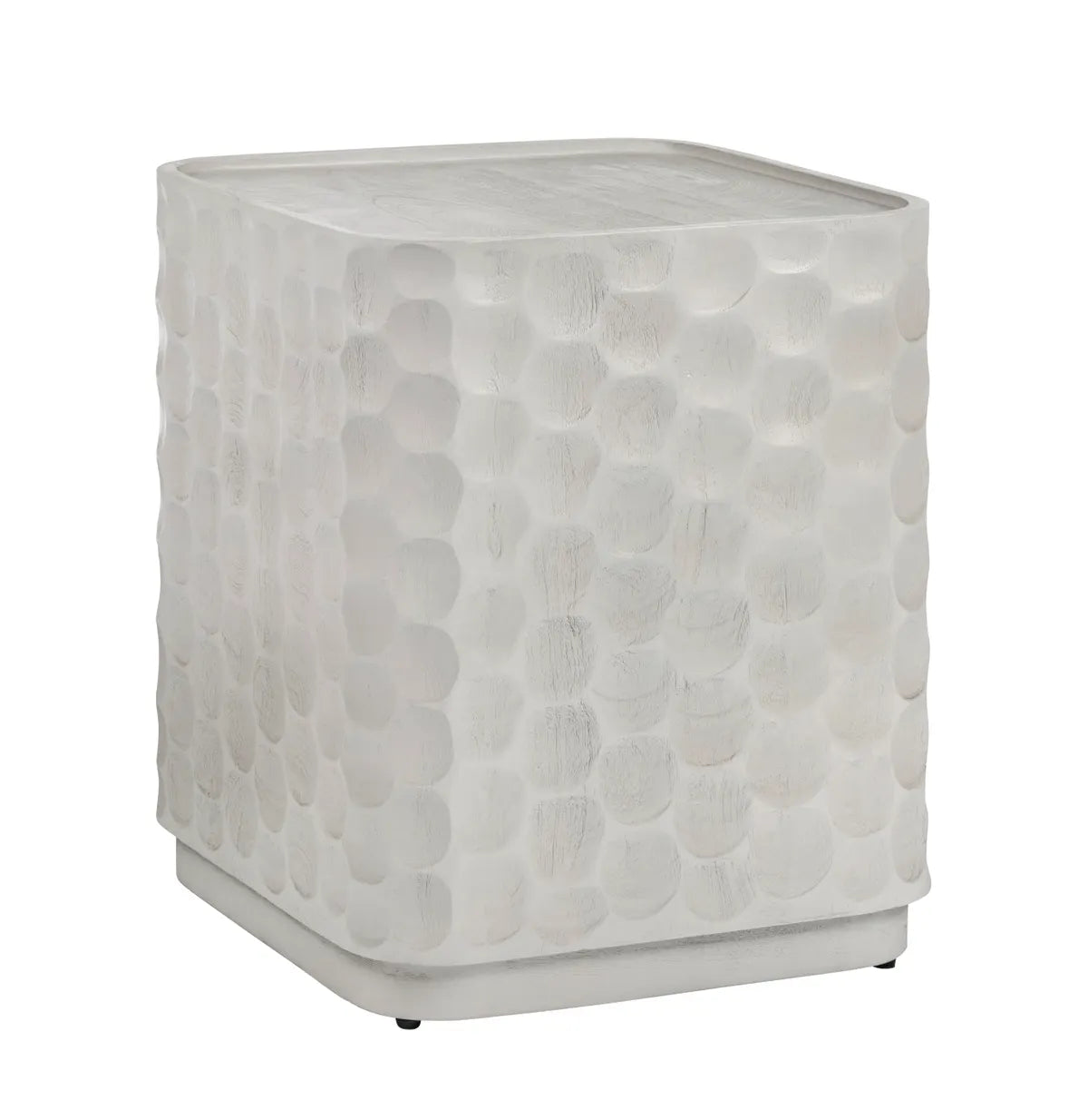 Garyt Square Hammered End Table – White Finish (Set of 2)