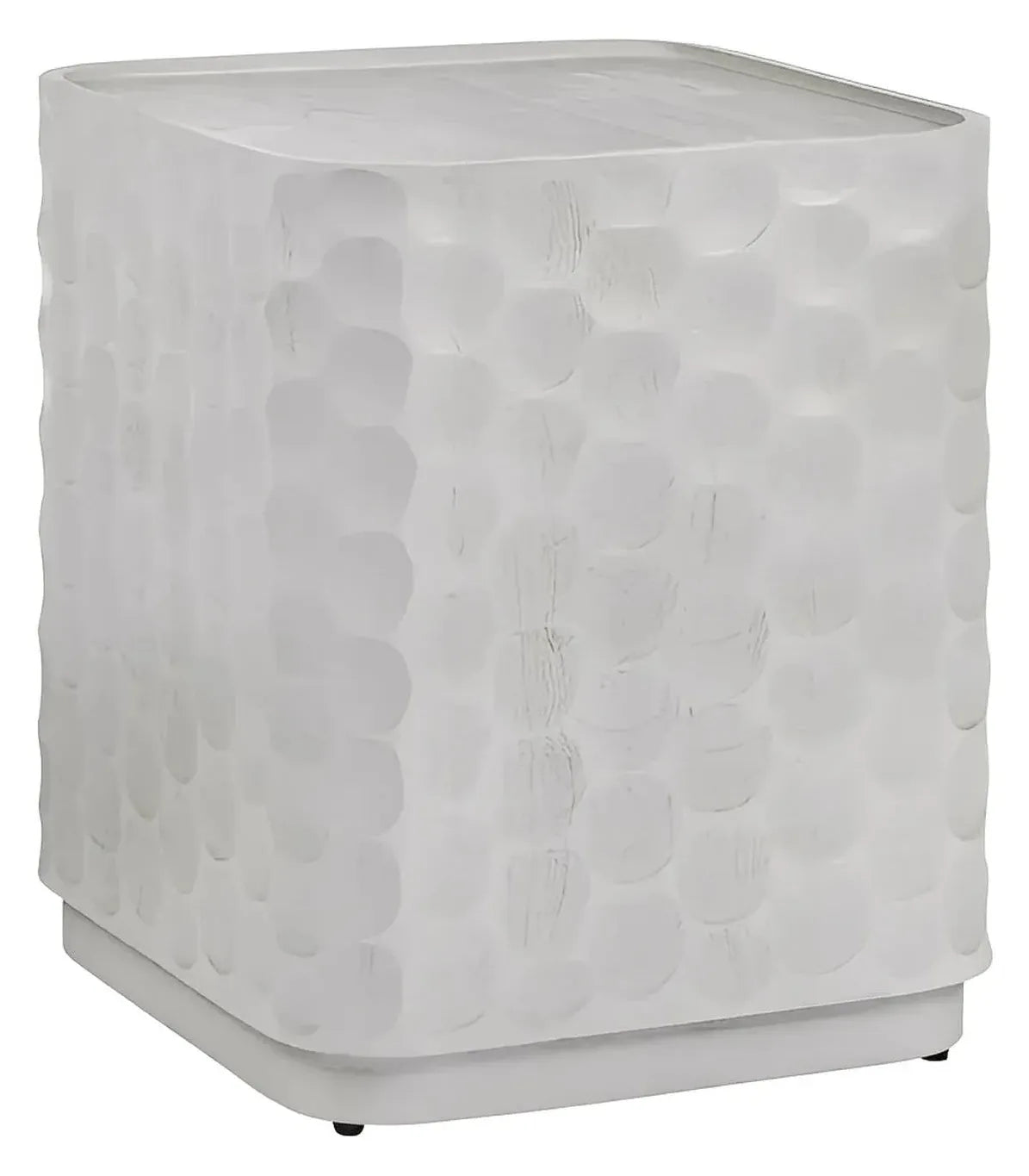 Garyt Square Hammered End Table – White Finish (Set of 2)