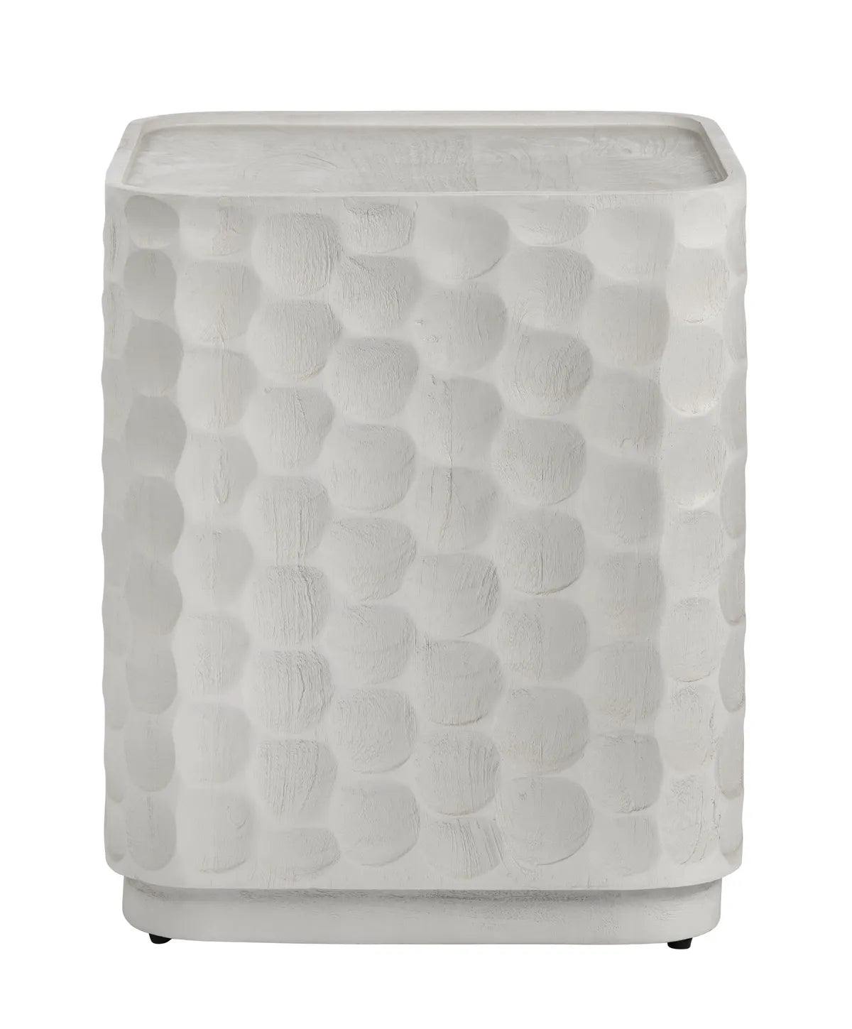 Garyt Square Hammered End Table – White Finish (Set of 2)