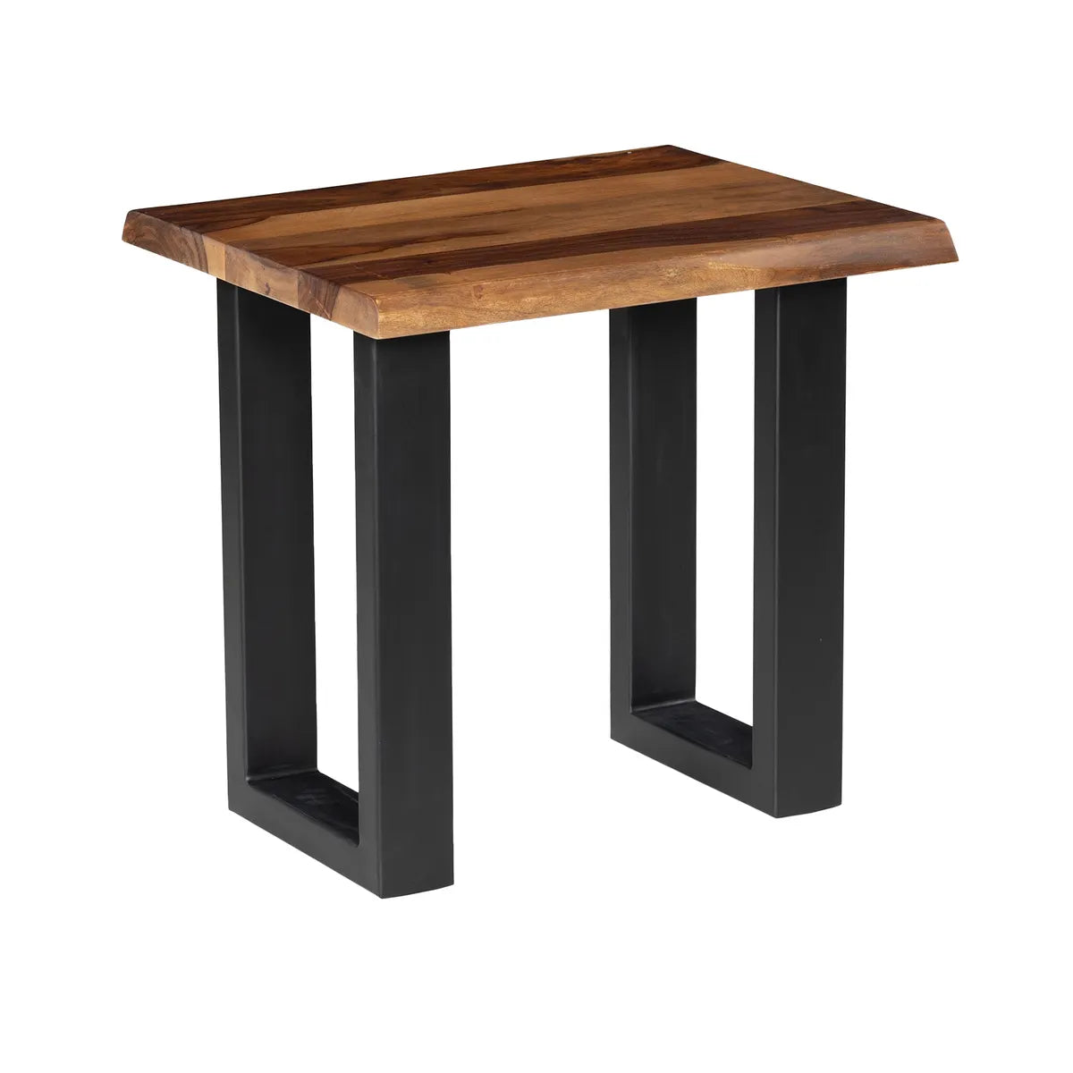 Harborview Rectangular End Table – Solid Wood & Black Metal Base (Set of 2)