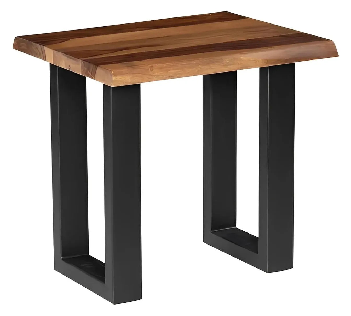 Harborview Rectangular End Table – Solid Wood & Black Metal Base (Set of 2)