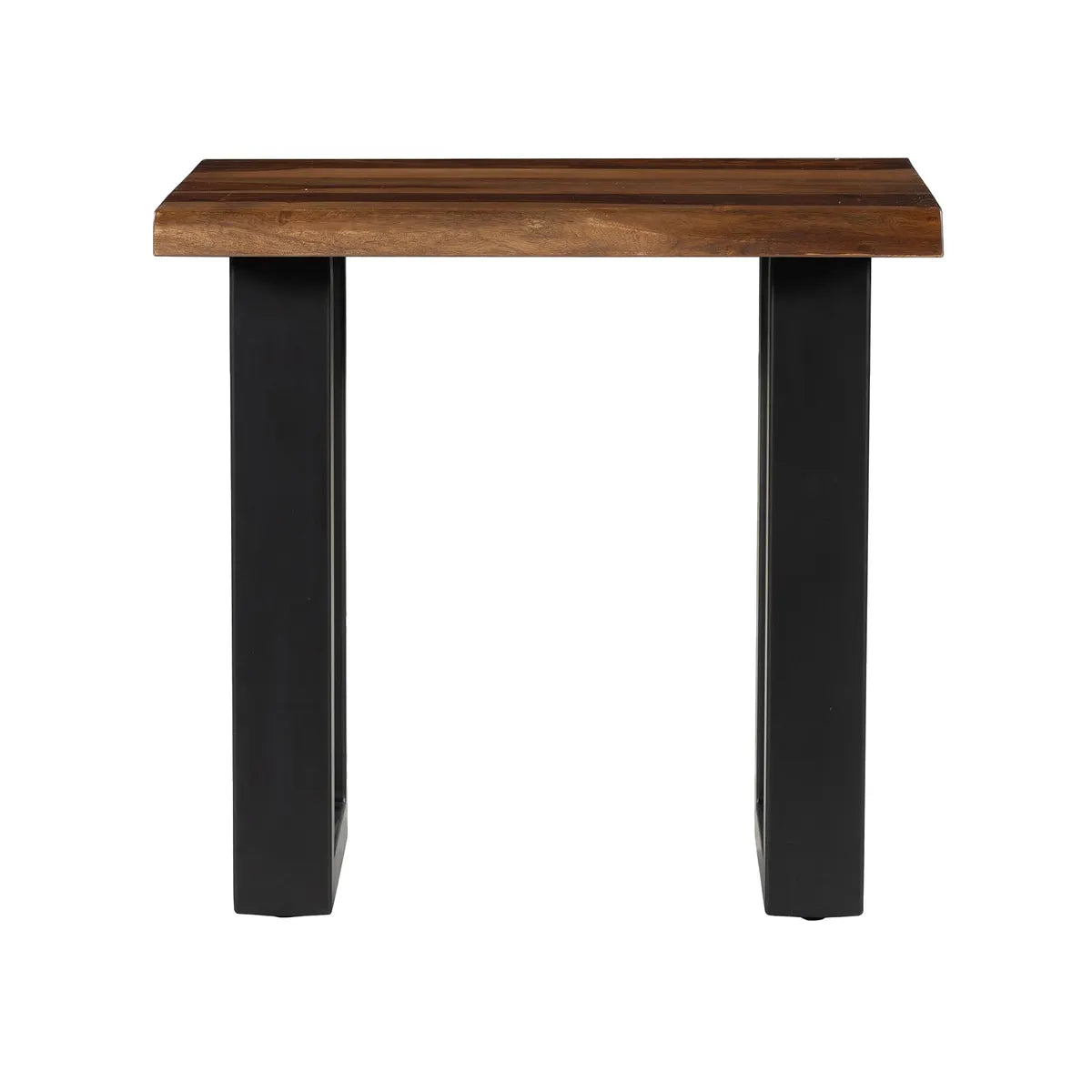 Harborview Rectangular End Table – Solid Wood & Black Metal Base (Set of 2)