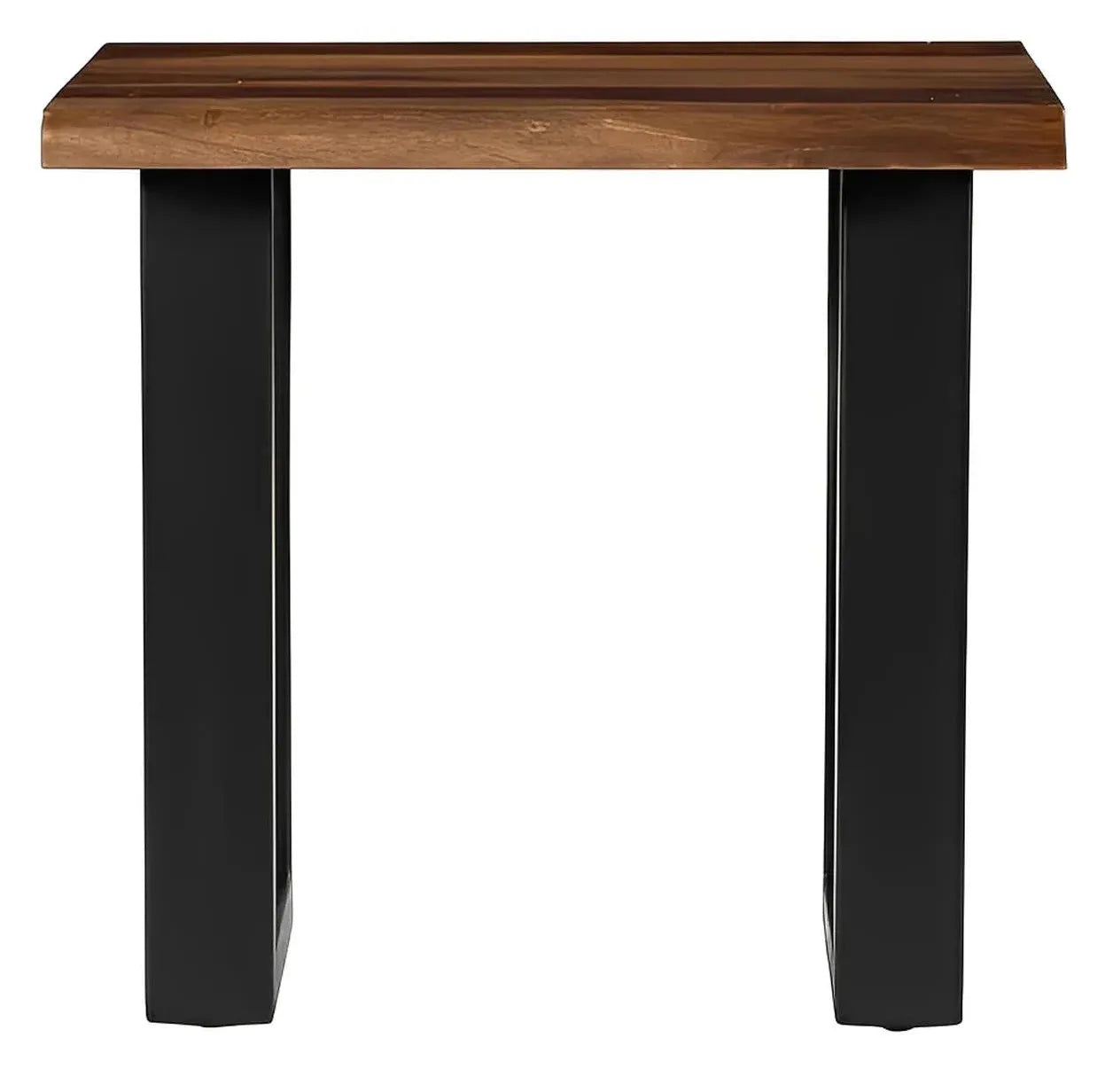 Harborview Rectangular End Table – Solid Wood & Black Metal Base (Set of 2)