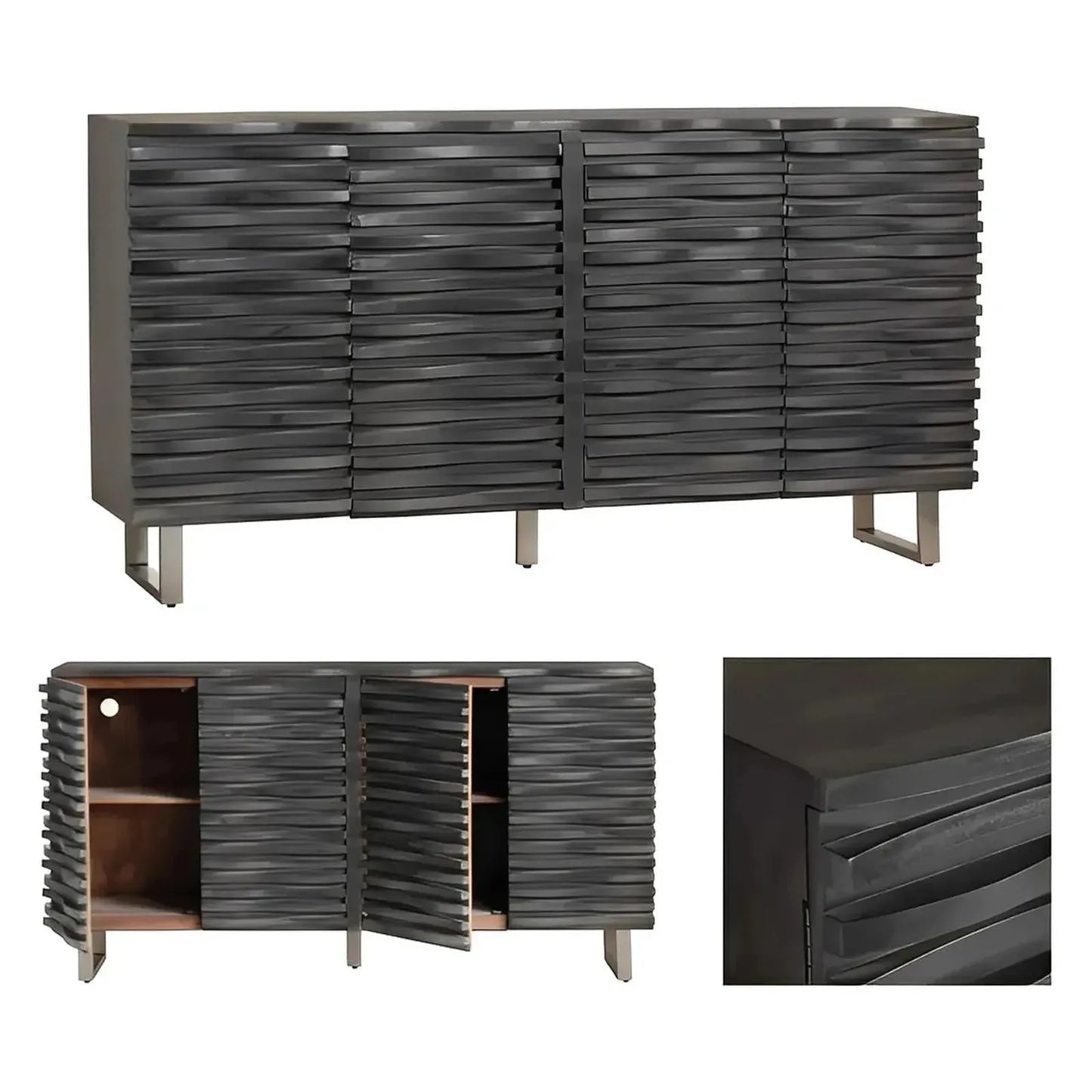 Oakvale Wave Sideboard - Grey - Contemporary, Transitional