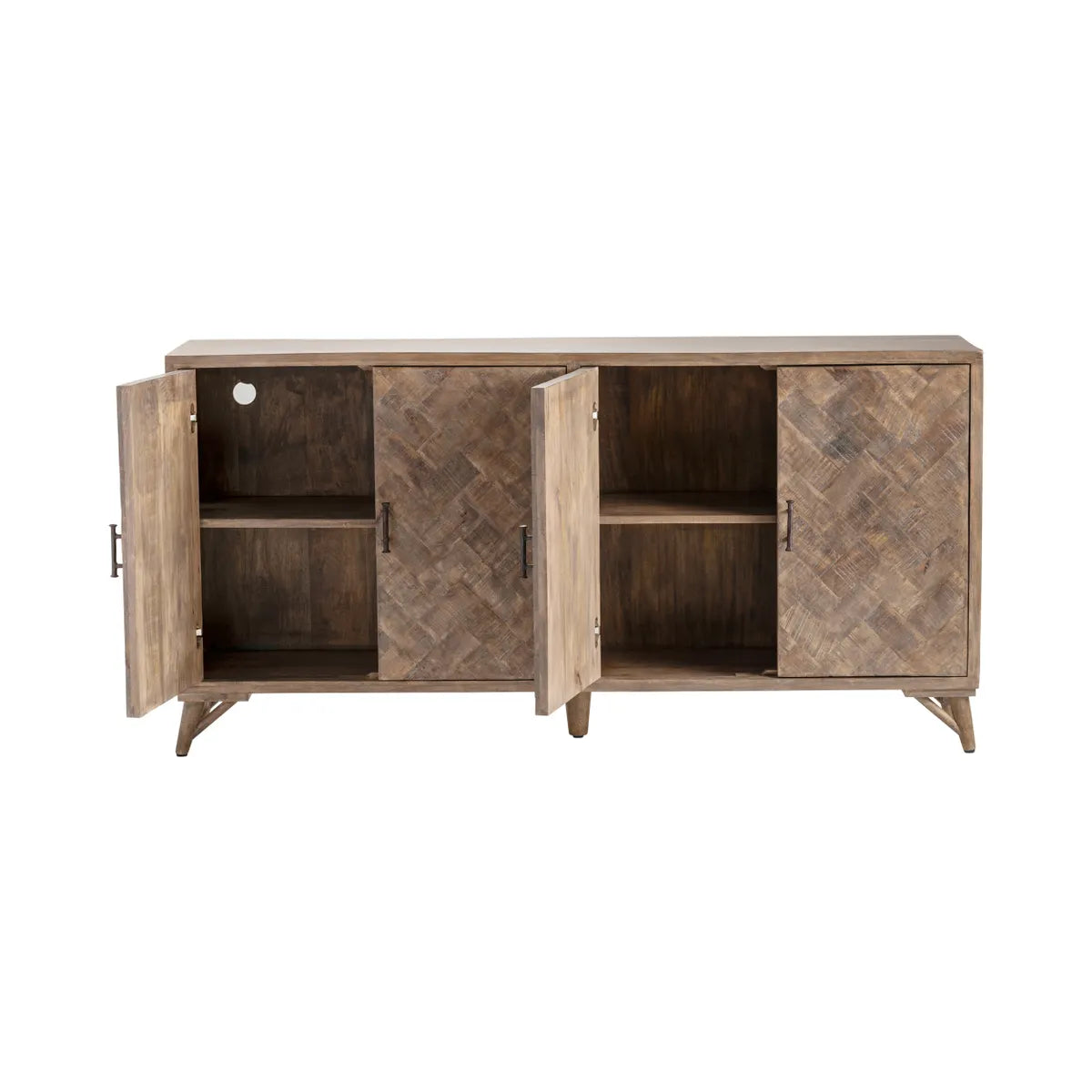 Silverpine Herringbone Sideboard, Buffet, or Credenza | 72 x 17 x 36 (in)