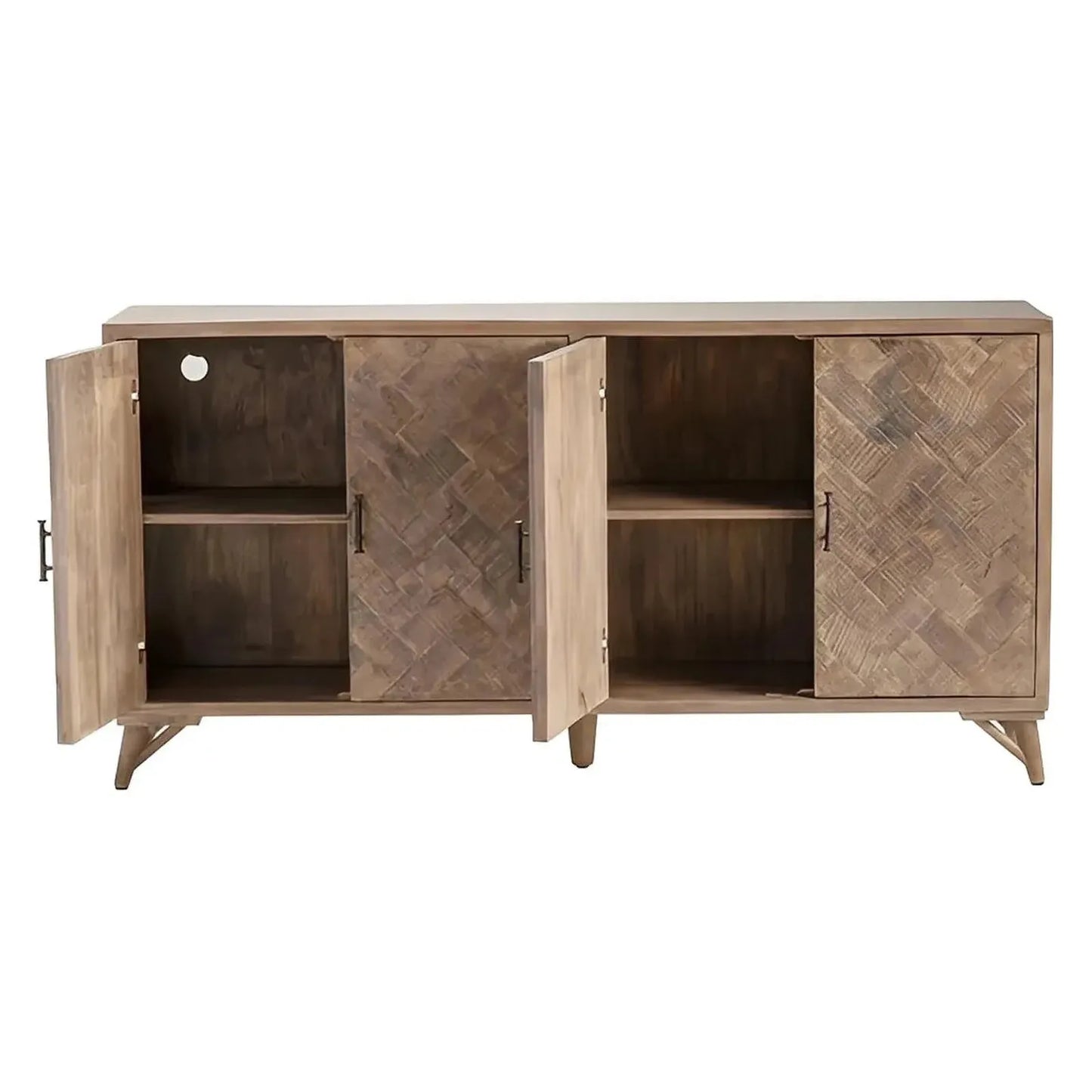 Silverpine Herringbone Sideboard, Buffet, or Credenza | 72 x 17 x 36 (in)