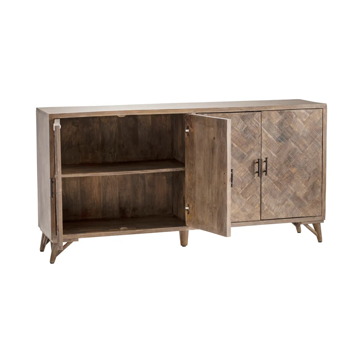 Silverpine Herringbone Sideboard, Buffet, or Credenza | 72 x 17 x 36 (in)