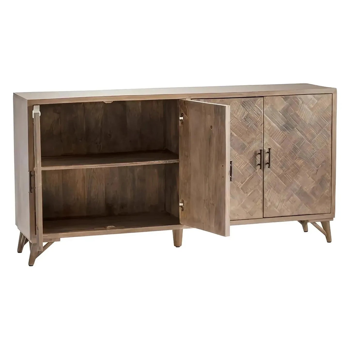 Silverpine Herringbone Sideboard, Buffet, or Credenza | 72 x 17 x 36 (in)