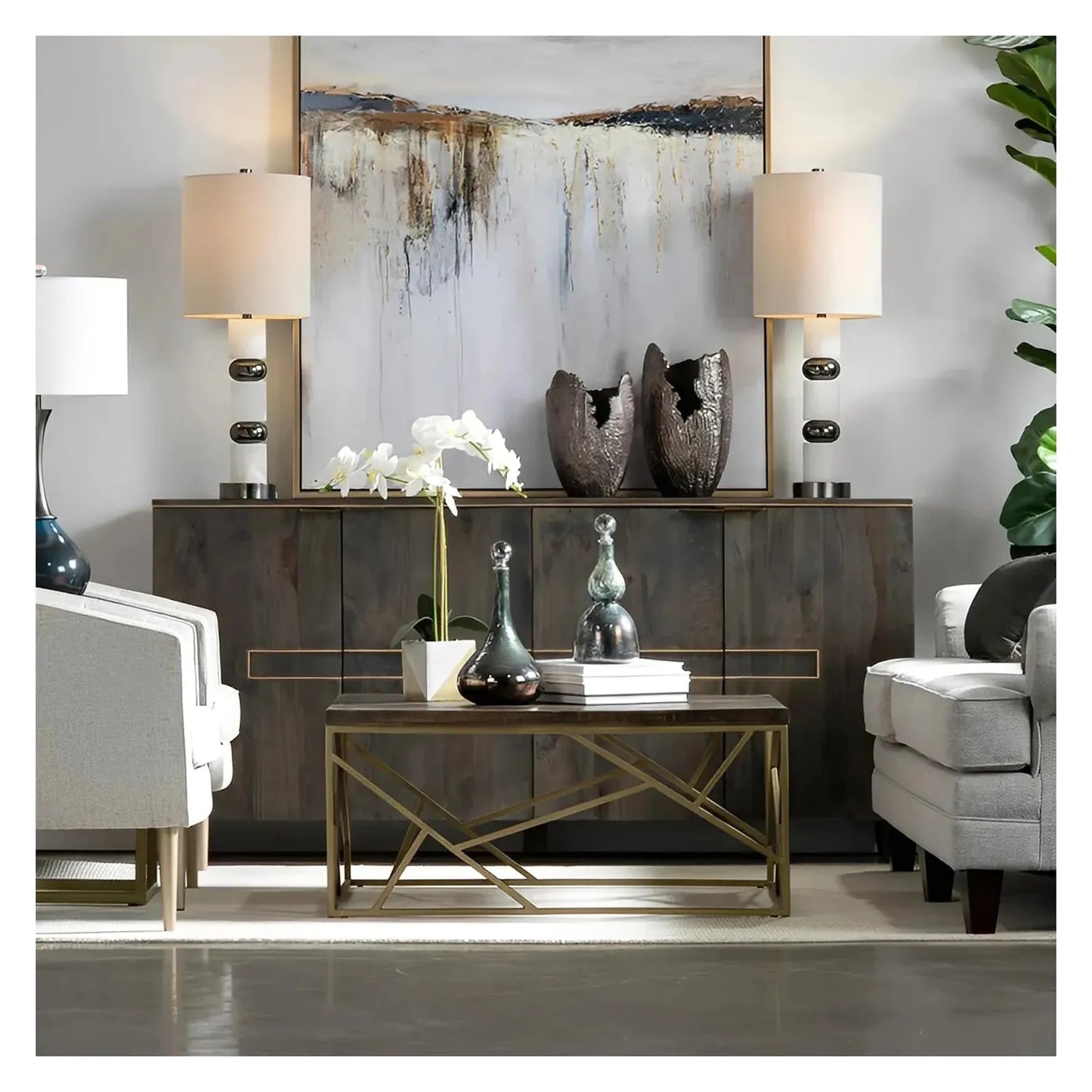 Harrington Geometric Square Cocktail or Coffee Table