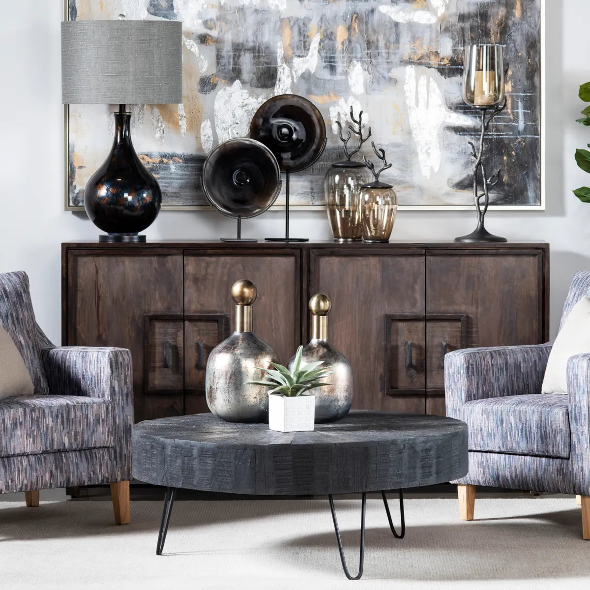 Harper Charred Wood Cocktail or Coffee Table