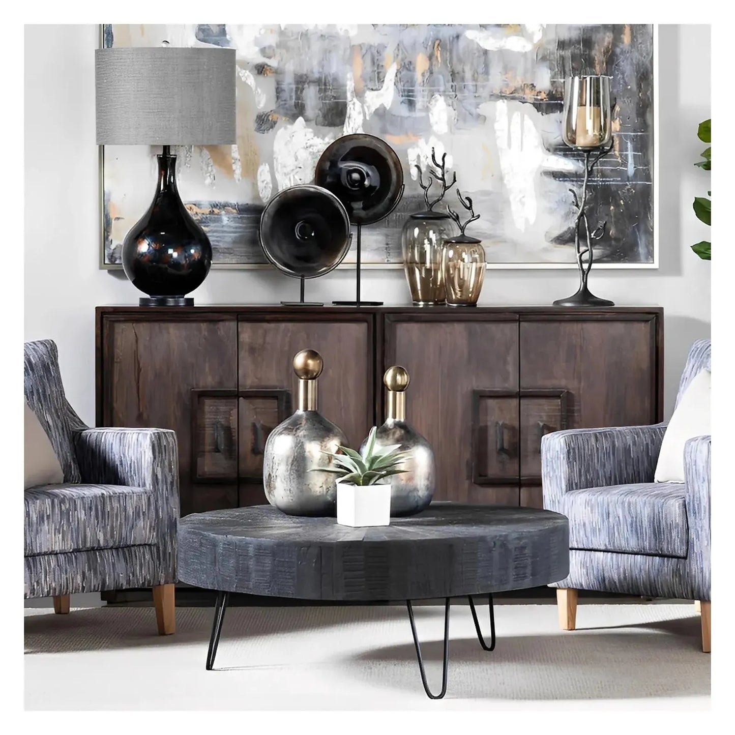 Harper Charred Wood Cocktail or Coffee Table