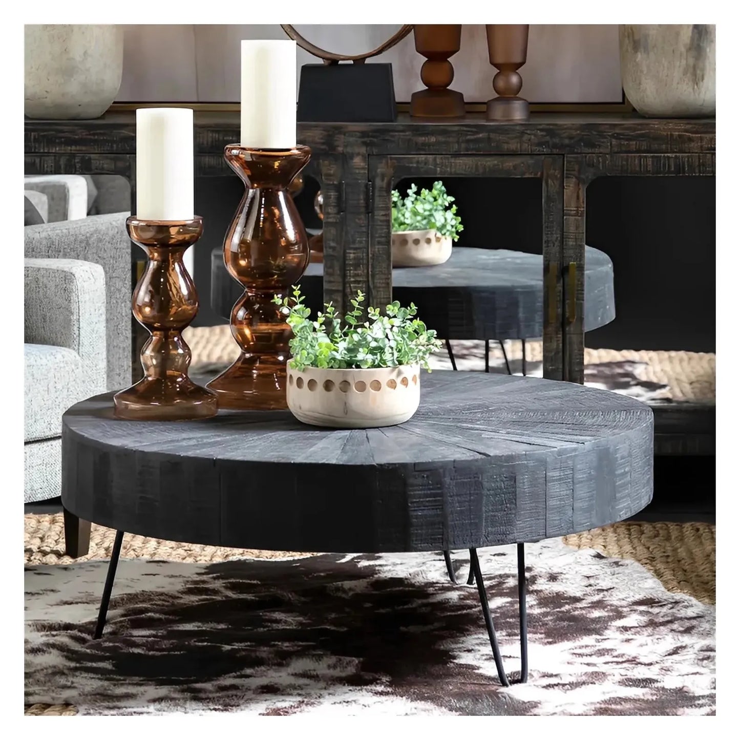 Harper Charred Wood Cocktail or Coffee Table