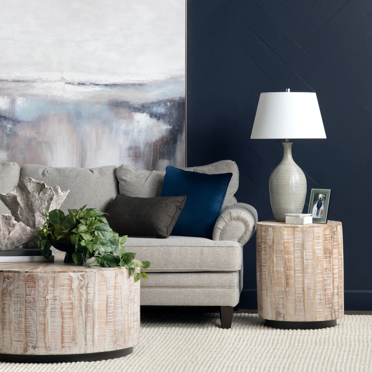 Dawnbridge Textured Drum Cocktail or Coffee Table