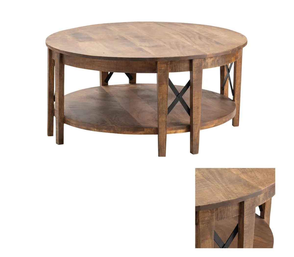 Foxhaven Round Shelf Cocktail or Coffee Table