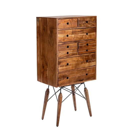 Bethlehem Stained Brown Nightstands (2-Pack), Acacia Wood, Metal, Rustic, Transitional, distressed wood texture