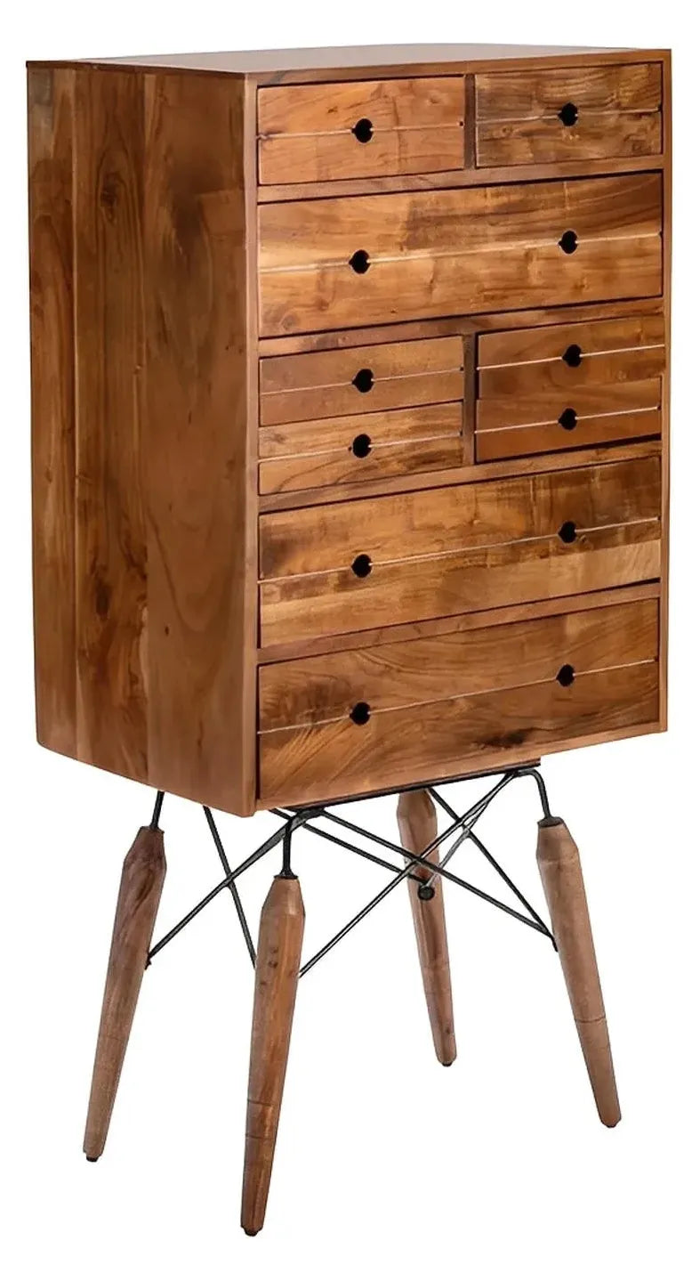 Bethlehem Stained Brown Nightstands (2-Pack), Acacia Wood, Metal, Rustic, Transitional, distressed wood texture