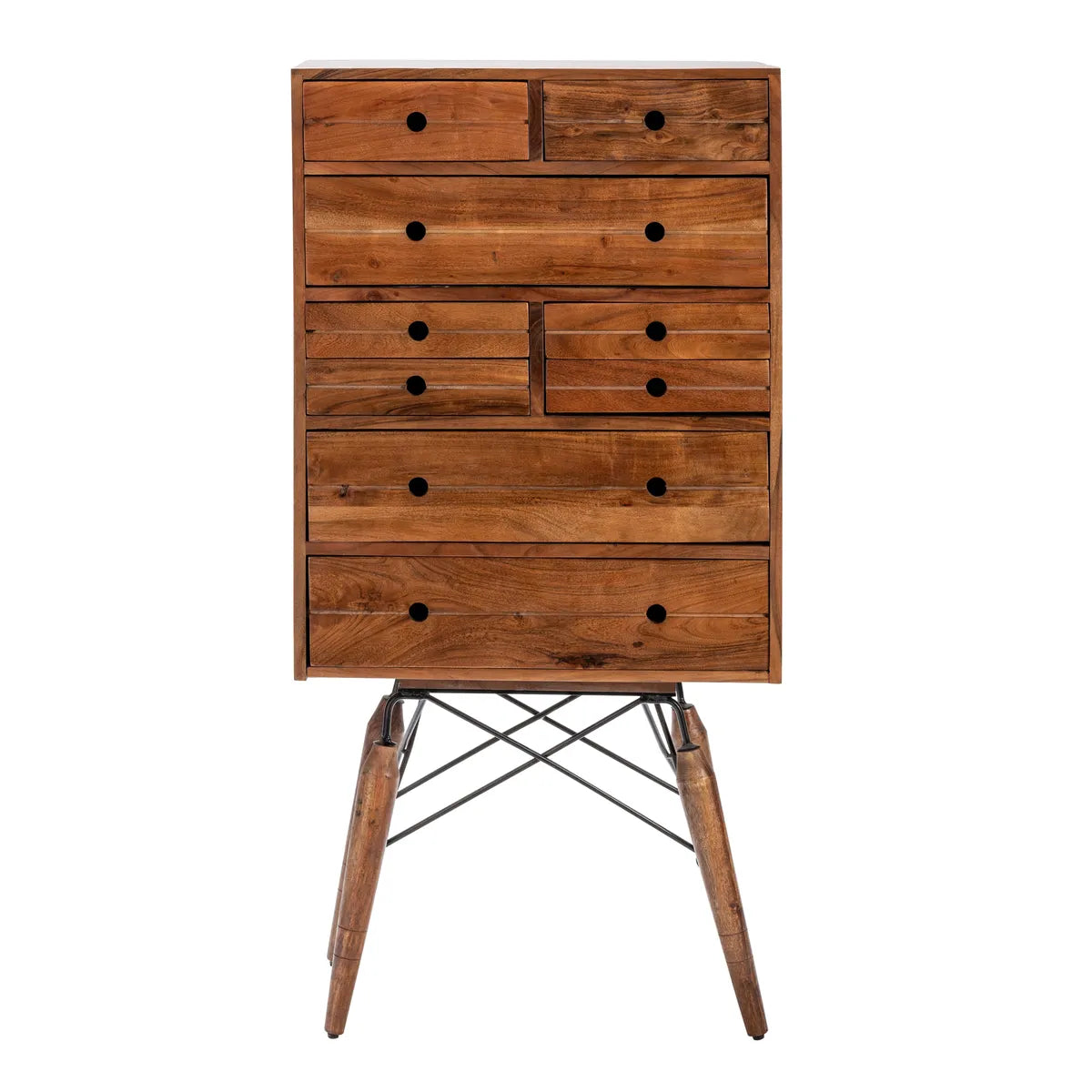 Bethlehem Stained Brown Nightstands (2-Pack), Acacia Wood, Metal, Rustic, Transitional, distressed wood texture