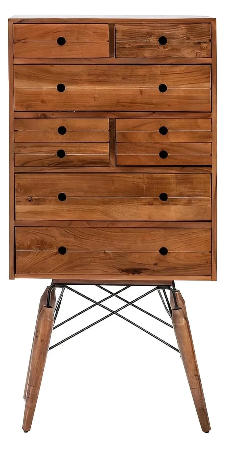 Bethlehem Stained Brown Nightstands (2-Pack), Acacia Wood, Metal, Rustic, Transitional, distressed wood texture