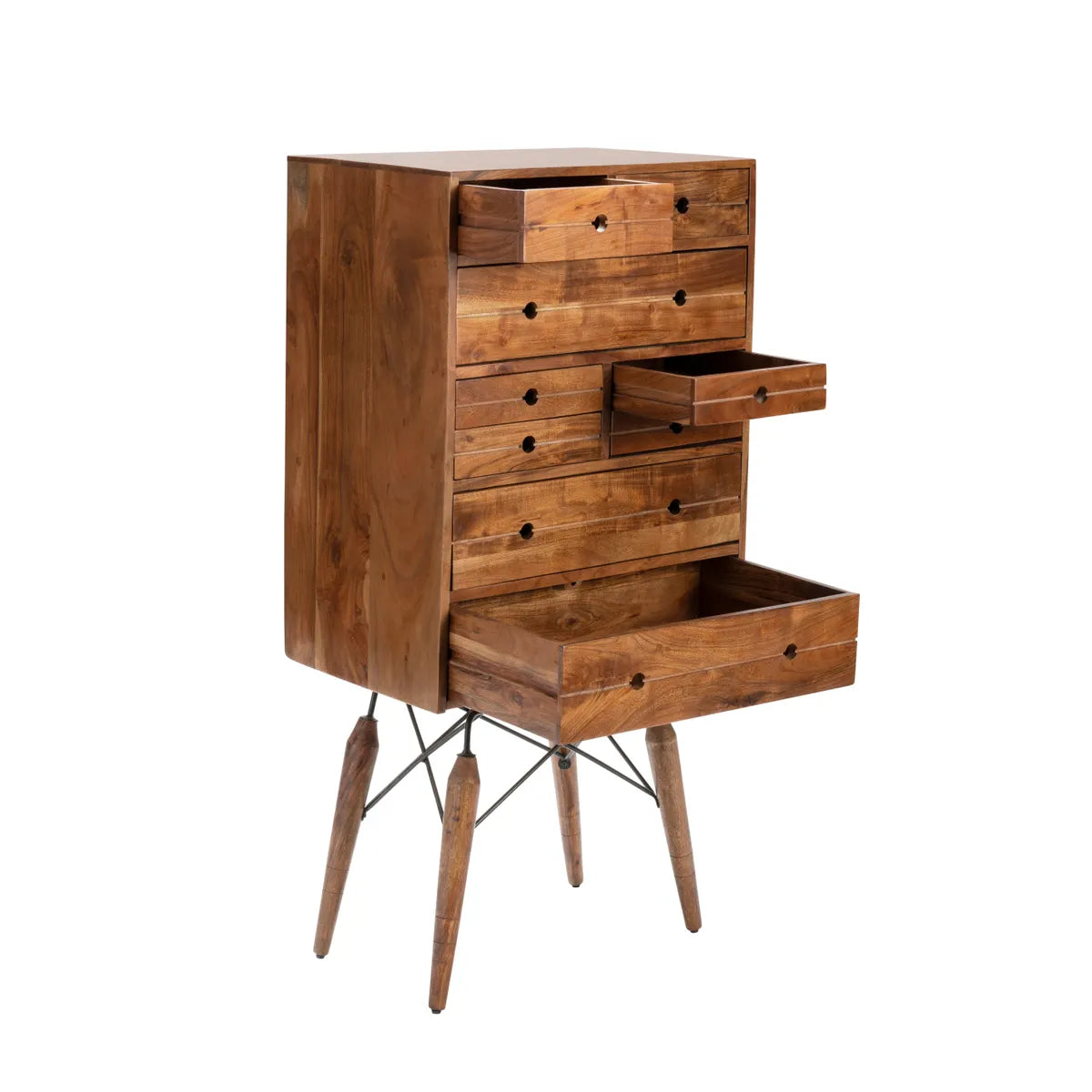Bethlehem Stained Brown Nightstands (2-Pack), Acacia Wood, Metal, Rustic, Transitional, distressed wood texture
