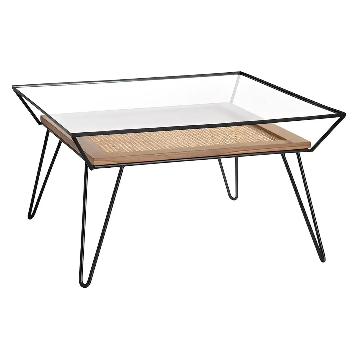 Carlisle Glass & Woven Palm Cocktail or Coffee Table