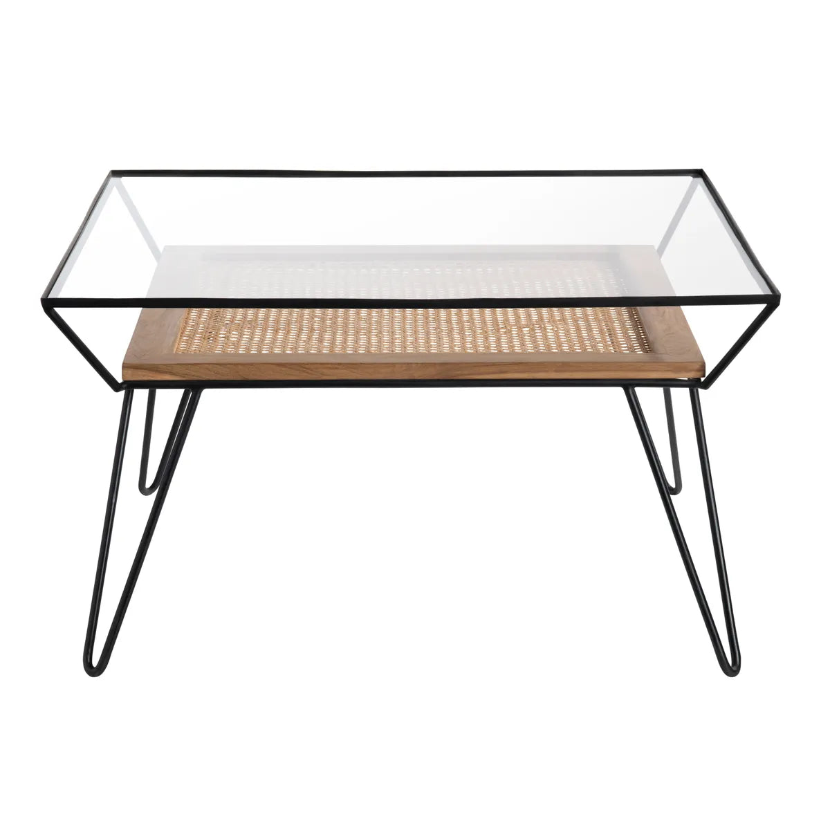 Carlisle Glass & Woven Palm Cocktail or Coffee Table
