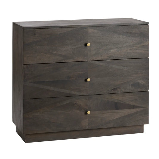 Portsmouth Stained Brown Nightstands (2-Pack), Mango Wood, Metal, Transitional, tapered legs, brushed metal accents