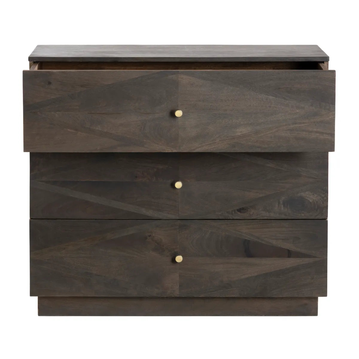 Portsmouth Stained Brown Nightstands (2-Pack), Mango Wood, Metal, Transitional, tapered legs, brushed metal accents