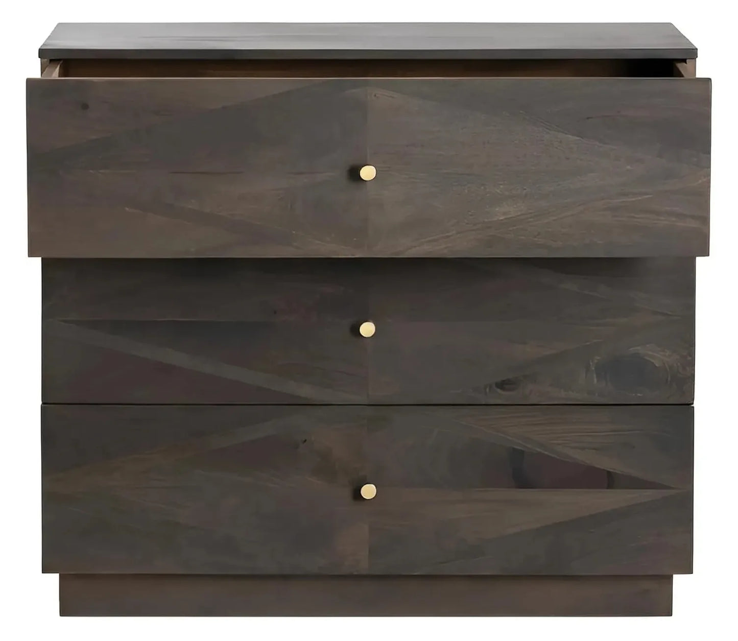 Portsmouth Stained Brown Nightstands (2-Pack), Mango Wood, Metal, Transitional, tapered legs, brushed metal accents
