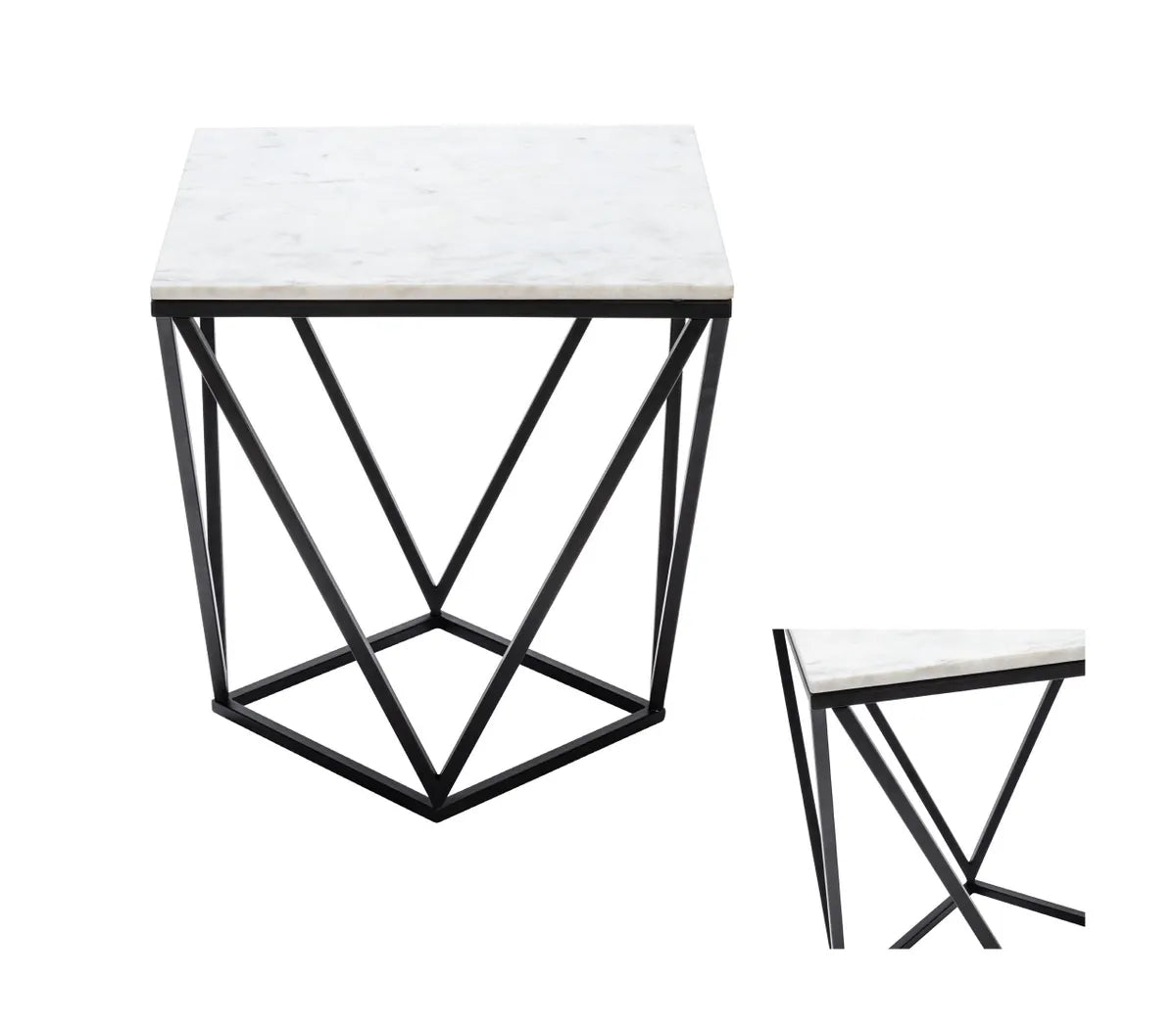 Somerset End Table (Set of 2) - Metal Frame - Marble Top