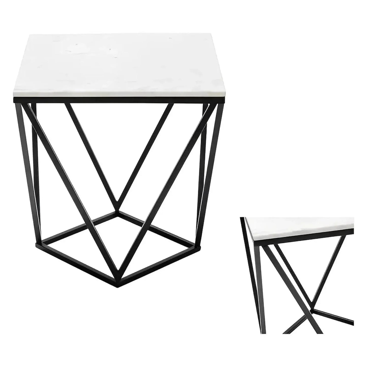 Somerset End Table (Set of 2) - Metal Frame - Marble Top