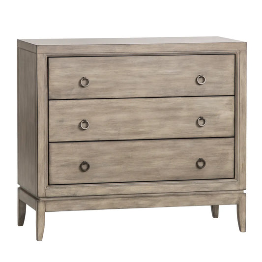Hudson Painted Beige Nightstands (2-Pack), Wood, Traditional, antique-style handles, carved details