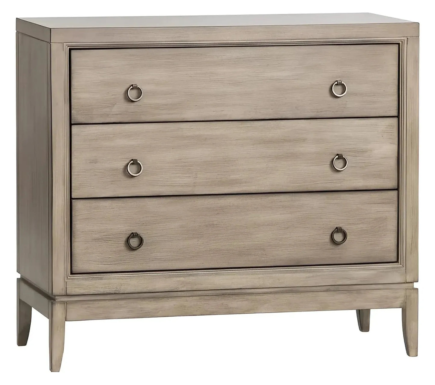 Hudson Painted Beige Nightstands (2-Pack), Wood, Traditional, antique-style handles, carved details