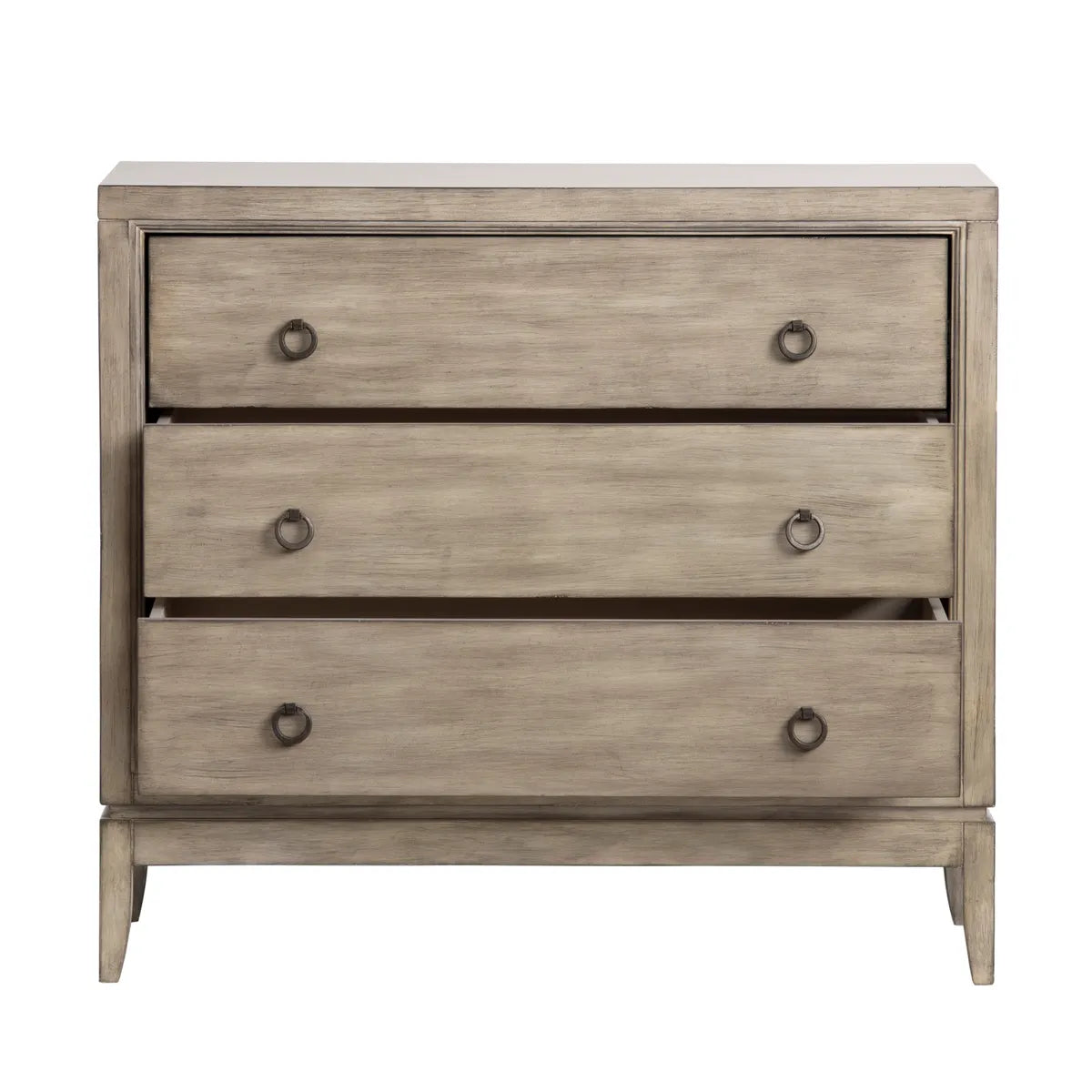 Hudson Painted Beige Nightstands (2-Pack), Wood, Traditional, antique-style handles, carved details