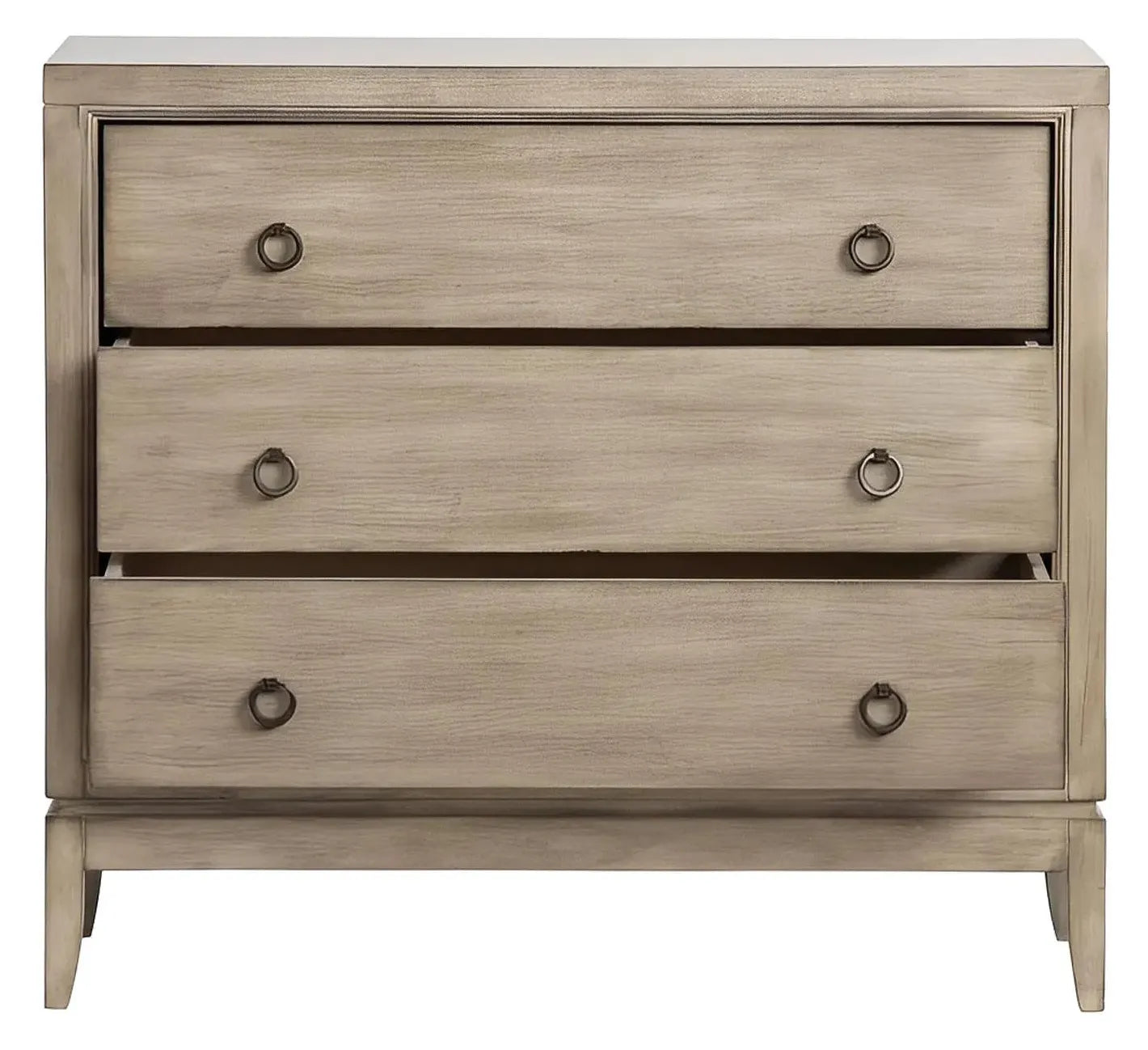 Hudson Painted Beige Nightstands (2-Pack), Wood, Traditional, antique-style handles, carved details