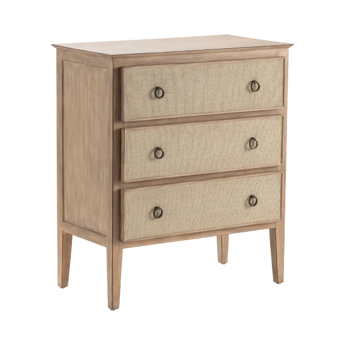 Stonington Painted Beige Nightstands (2-Pack), Fabric, Metal, Wood, Coastal, Traditional, antique-style handles