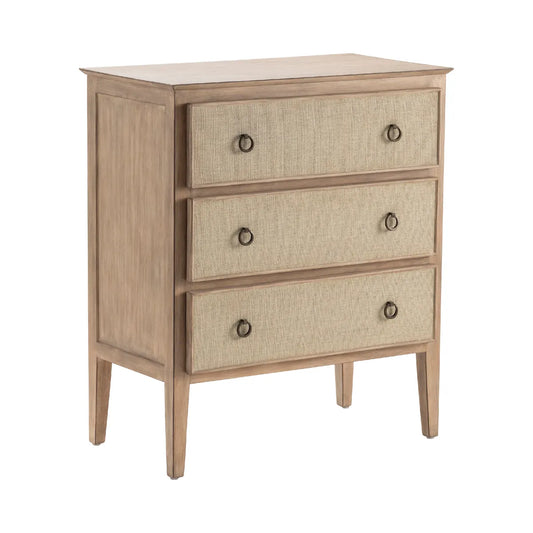 Stonington Painted Beige Nightstands (2-Pack), Fabric, Metal, Wood, Coastal, Traditional, antique-style handles