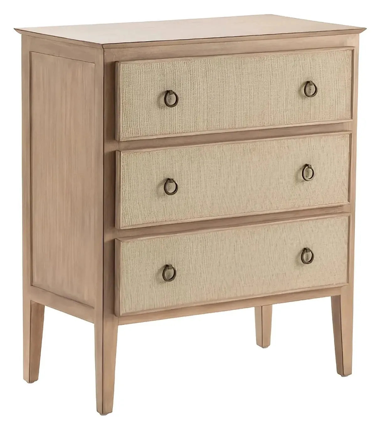 Stonington Painted Beige Nightstands (2-Pack), Fabric, Metal, Wood, Coastal, Traditional, antique-style handles