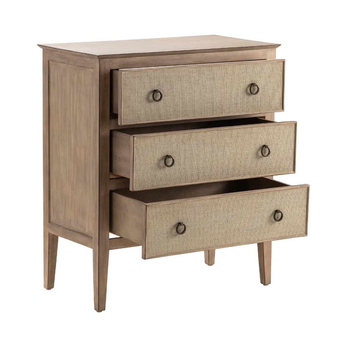 Stonington Painted Beige Nightstands (2-Pack), Fabric, Metal, Wood, Coastal, Traditional, antique-style handles