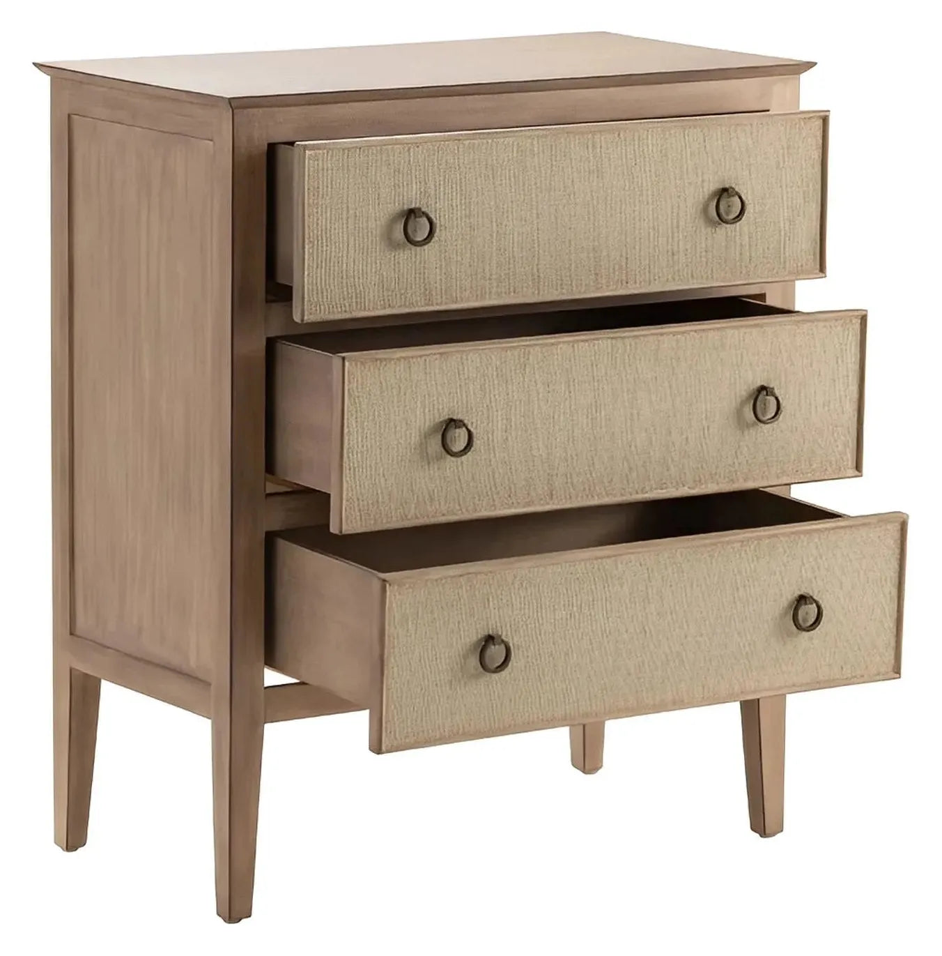 Stonington Painted Beige Nightstands (2-Pack), Fabric, Metal, Wood, Coastal, Traditional, antique-style handles