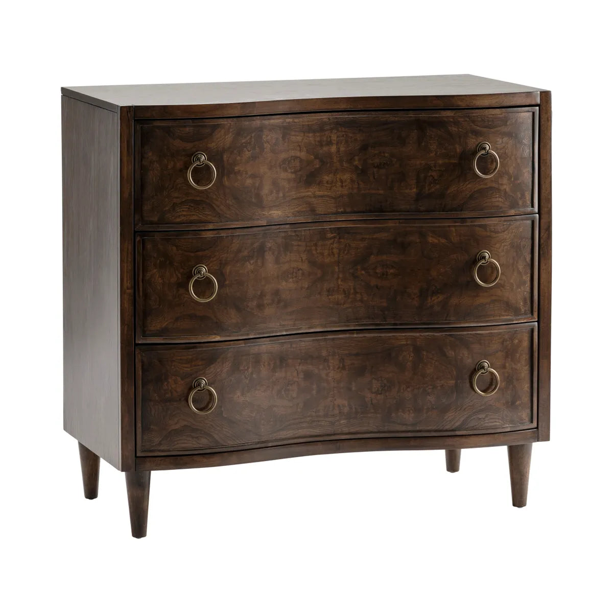 Burlington Stained Brown Nightstands (2-Pack), Olive Ash Burl Veneer, Wood, Traditional, antique-style handles