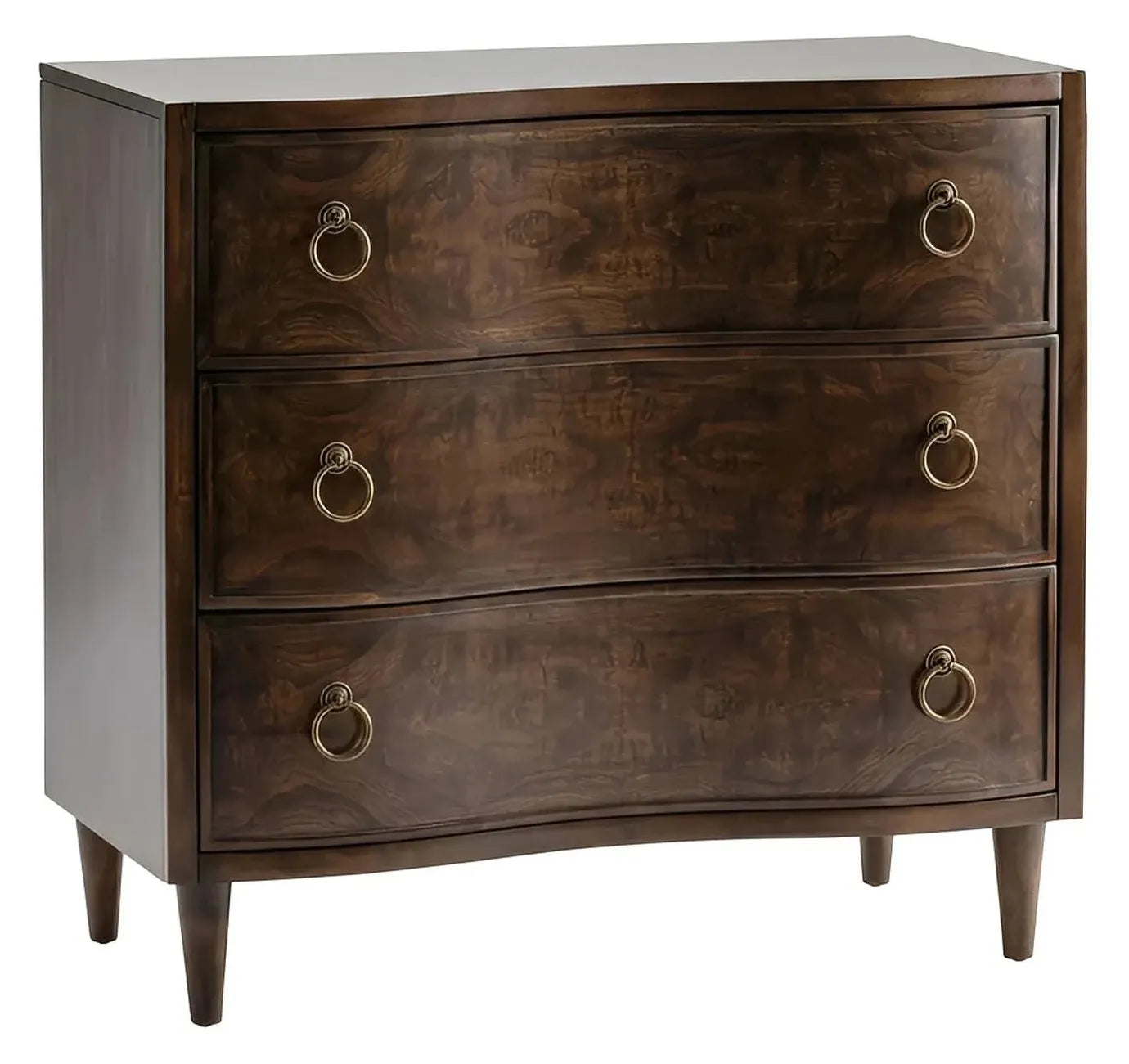 Burlington Stained Brown Nightstands (2-Pack), Olive Ash Burl Veneer, Wood, Traditional, antique-style handles